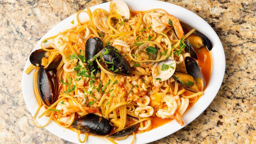 Seafood Pasta · Shrimp, clams, calamari, and marinara with your choice of pasta. Served with pasta.