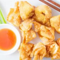 Crab Rangoon (8) · Crispy wonton skin, crab meat and cream cheese with sweet and sour sauce.