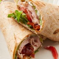 Turkey Blt Wrap · With lettuce, plum tomato, crispy bacon and ranch dressing.