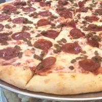Pepperoni Sausage Lover · Mozzarella Cheese, Pepperoni, and Beef Sausage.