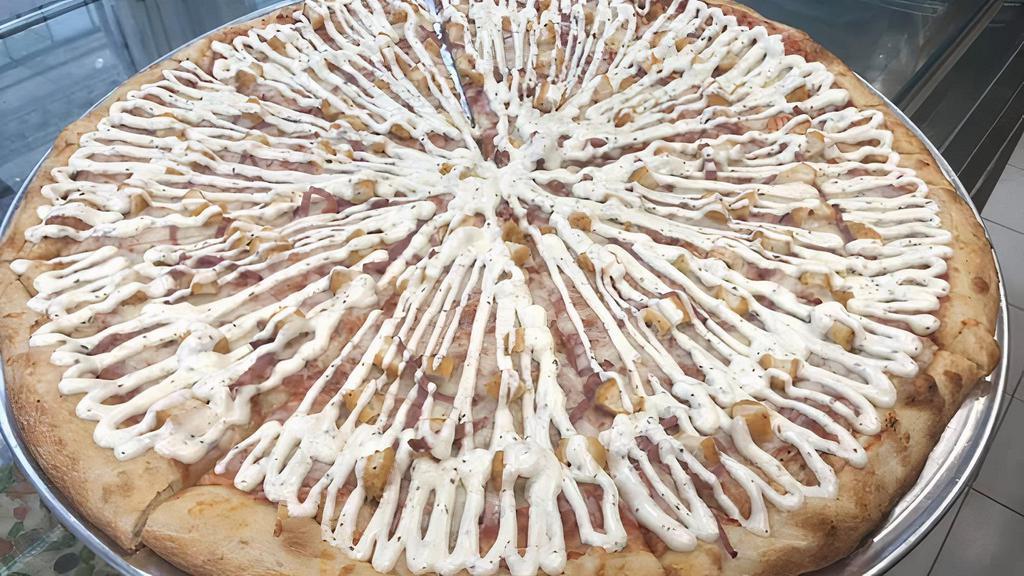 White Lover Pizza · Mozzarella, Provolone, and Parmesan Cheese.