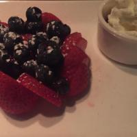 Mixed Fresh Berries · Strawberries, blueberries, whipped cream.