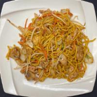 Pad Ba Mee (Egg Noodle-Lo Mein) · Stir-fried egg noodles with bean sprouts, baby corns, onions, mushrooms, napa, carrots, and ...