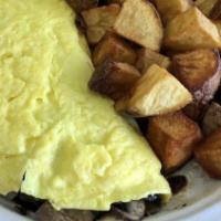 Spinach And Mushroom Omelet · Comes with grilled onions, mushrooms, and spinach with mozzerella cheese.