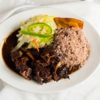 Oxtail · Most popular.
Paired with rice and peas or white rice and veggies.