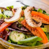 Garden Salad · Romain lettuce, tomatoes and cucumbers  Served with bread and choice of dressing.