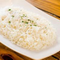 Rice · Long grain seasoned white rice.