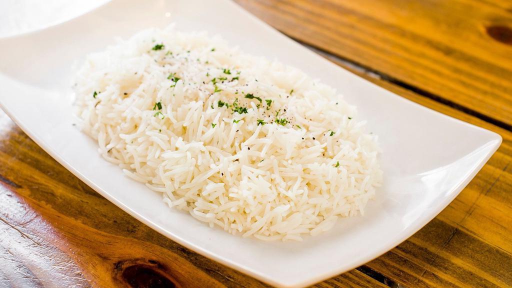 Rice · Long grain seasoned white rice.