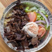 Beef & Lamb Gyro Bowl · Salad, rice, pita bread in a bowl, choice of sauce tzatziki This is authentic Beef & Lamb  b...