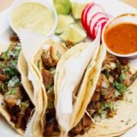 Authentic Tacos · Choose your Taco Filling. 3 Soft Corn Tacos with Onions and Cilantro. Served with Taco sauce...