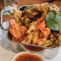 Puk Todd · Vegetarian. Mixed vegetable tempura. Assorted deep fried vegetables served with sweet chili ...