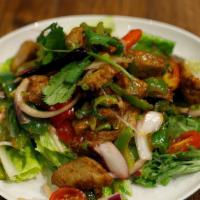 Mock Duck Salad · Vegetarian. Crispy mock duck, bell pepper, cilantro, scallion, and red onion with secret swe...