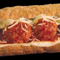 Meatball Parmigiana Sandwich (Regular) · 740 cal. Italian beef/pork blended meatballs smothered in a zesty marinara sauce with melted...