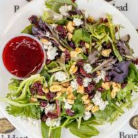 Gorgonzola Salad · Mixed greens, Gorgonzola cheese, walnuts, and craisins with raspberry vinaigrette.
