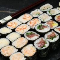 Build A Box - Large · 6 rolls, 24 pieces 

Comes with Ginger, Wasabi and Soy Sauce