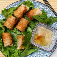 Crispy Fried Spring Rolls · Chá gi, ground pork with wood ears mushroom, mung bean noodle, taro, carrot, onion and house...