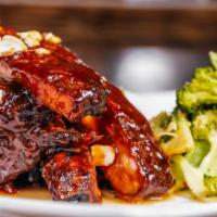 Sticky Fingers Ribs · 6-bone Slow smoked Pork spare ribs sweet and tangy BBQ sauce,  roasted cashew and scallion, ...