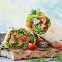 Veggie Mushroom Burrito Platter · Delicious and fresh spinach, mushroom, bell peppers, onions, and tomato.