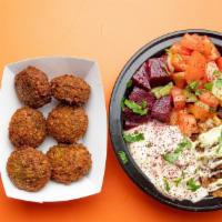 Falafel Plate · Five falafel balls and five toppings of your choice.