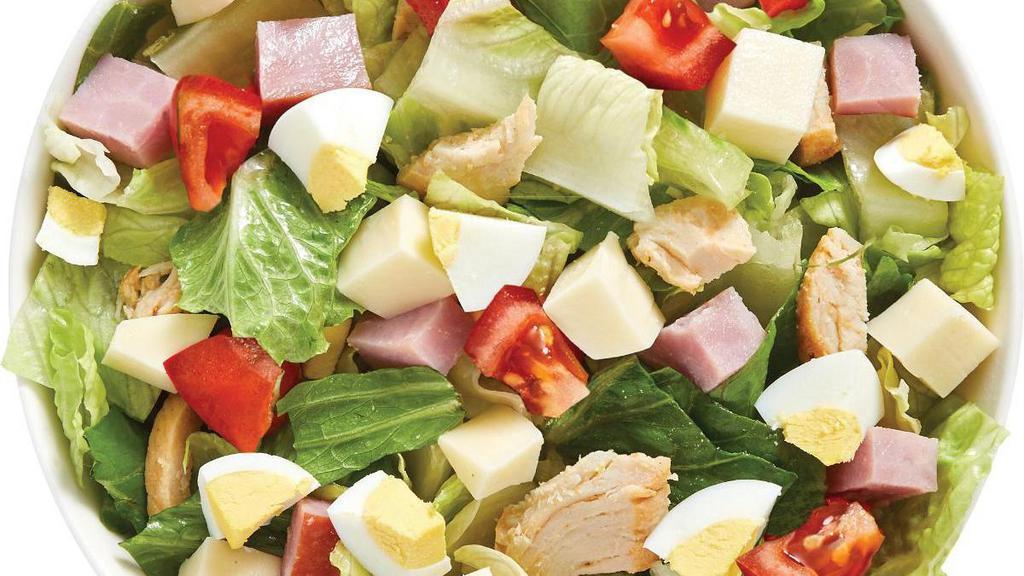 Bentley Salad · Our Chef recommends a base of our Romaine/Iceberg Blend. It is served with Smoked Ham, Roasted Turkey, Provolone Cheese, Sliced Egg and Diced Tomatoes. We recommend our Green Goddess dressing.