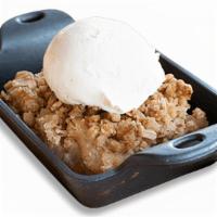Apple Crisp · Scratch-made with Granny Smith apples, served with vanilla ice cream on the side.