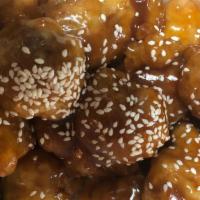Sesame Chicken · All served with pork fried rice white rice vegetable rice or brown rice with soda wonton sou...
