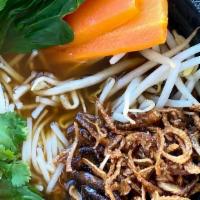 Veggie Noodle Soup · thin egg noodles, bok choy, scallions, furikake