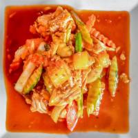 Sweet And Sour · Cucumbers, onions, tomatoes, carrots, pineapples, scallions, in our sweet and sour sauce ser...