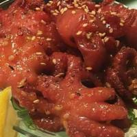 Baby Octopus Salad · Served with ginger dressing on the side.