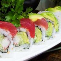 Rainbow Roll · California roll, topped with assorted fish.