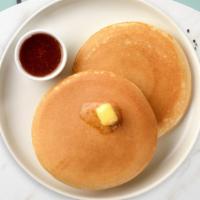 Whole Wheat Pancakes · Three pieces of pancakes made with 100% whole wheat pancake mix and skim milk.