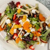Lila Salad · Spring mix, sliced strawberry cranberry, apples, feta cheese and nuts with apple cider vineg...