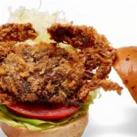 Fried Soft Shell Crab Burger · Bisque sauce, Cole slaw, panko fried, and lemon.