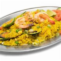 Deluxe Paella Seafood · Recommends. Spain and Thai's style rice cooking with mixed seafood (Shrimp 5, Squid 5, Musse...