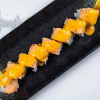 Westfield Roll · Inside tempura lobster. Topped lobster salad mango sliced. Sauce eel sauce and mango puree.