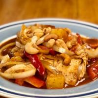 Cashew Nuts Sautéed/Lunch · Sautéed with cashew nuts, onion, bell pepper, carrot, and pineapple flavored with a variety ...