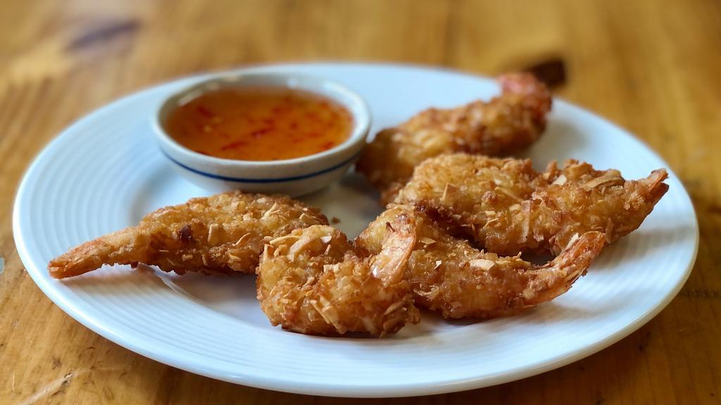 Coconut Shrimp (5 Pieces) · Deep-fried shrimp with coconut crunchy served with sweet chili sauce.