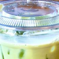 Thai Iced Green Tea · (Pre-made) Premium Green Tea, sugar and milk