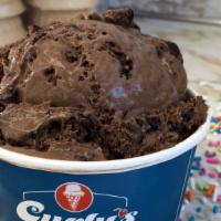 Brownie Batter (Cup) · brownie base chocolate ice cream, brownie chunks, chocolate flake. allergens: soy, gluten, e...