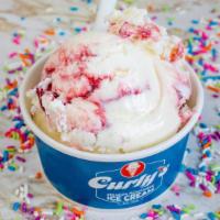 Cheesecake (Raspberry) (Cup) · cheesecake base ice cream, cheesecake bites with a raspberry sauce swirl. allergens: soy, gl...