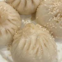 Pan Fried Pork Buns (4) 生煎包 · Pan Fried Pork Buns