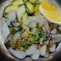 Takowasa · Raw octopus with wasabi sauce and cucumbers.