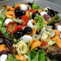 Chef'S Salad · Mixed greens, tomatoes, cucumbers, olives, ham, turkey, pepperoni, salami, cheese, croutons,...