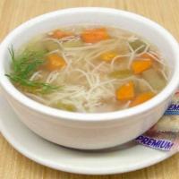 Chicken Noodle Soup · Thick with chicken and noodles.