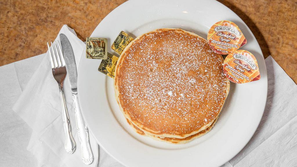 Pancakes (3) With Fresh Fruit · Strawberries, Blueberries or Banana.