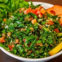 Tabbouleh Salad · Parsley, onion, tomato, lemon and cracked wheat.