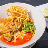 Khao Soi Gai · Chicken, egg noodle in coconut curry broth.