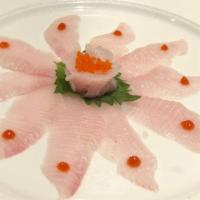 Hamachi Usuzukuri · Thinly sliced yellowtail with chef special soy sauce.