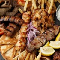 Mixed Grill Plate For 2 · A combination Plate which includes: Chicken Yeero, Pork Yeero, Beef Kebab, Loukaniko, Beef a...