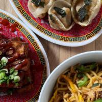 Dim Sum Chinese Sausage And Pepper Stir Fried Noodles · With jalapeño, garlic and onion crumbs.<br /><br />Deep Roots Farm, NY<br />Lancaster Farm, ...